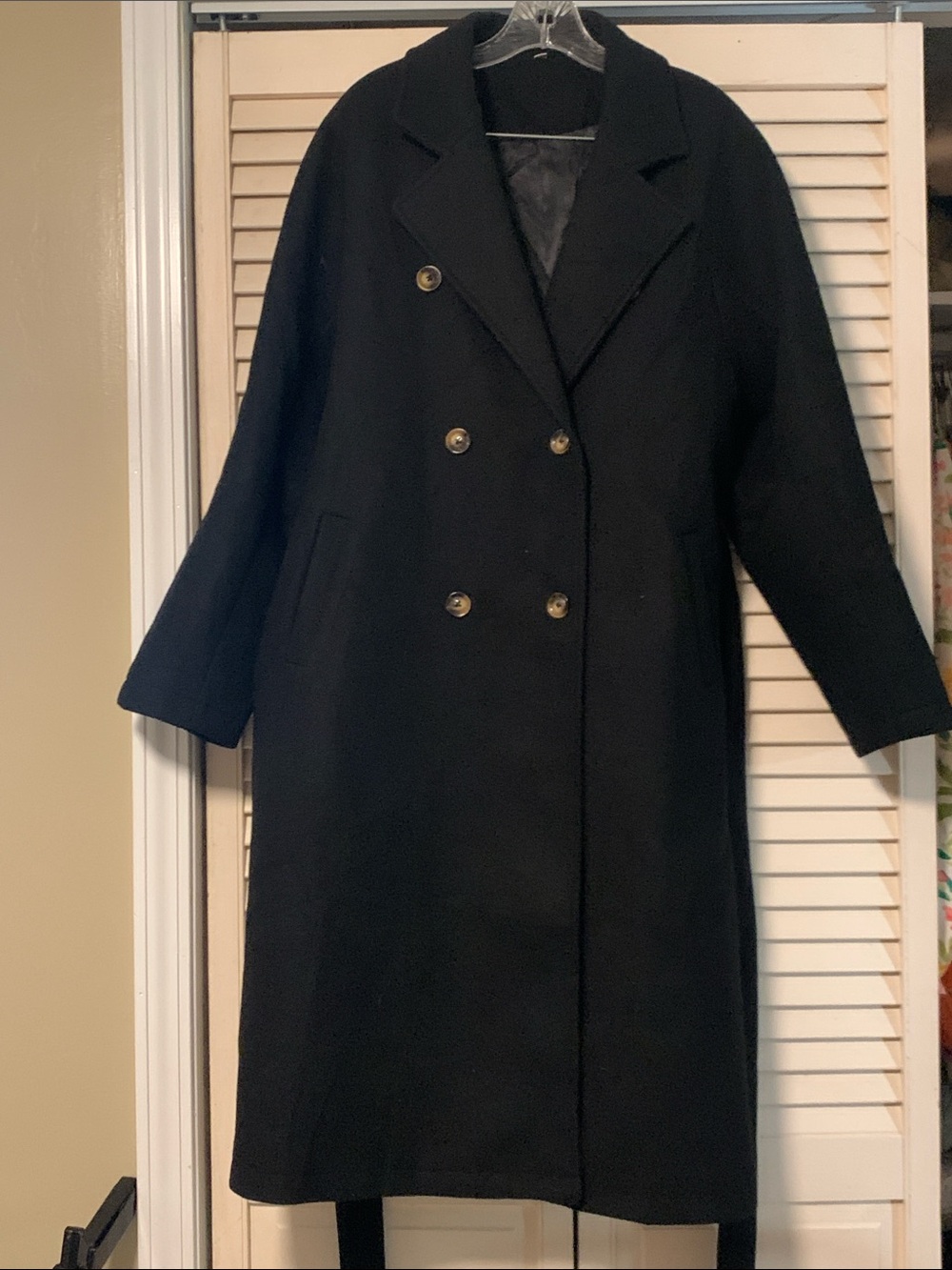 Women's Black Double-Breasted Trench Coat